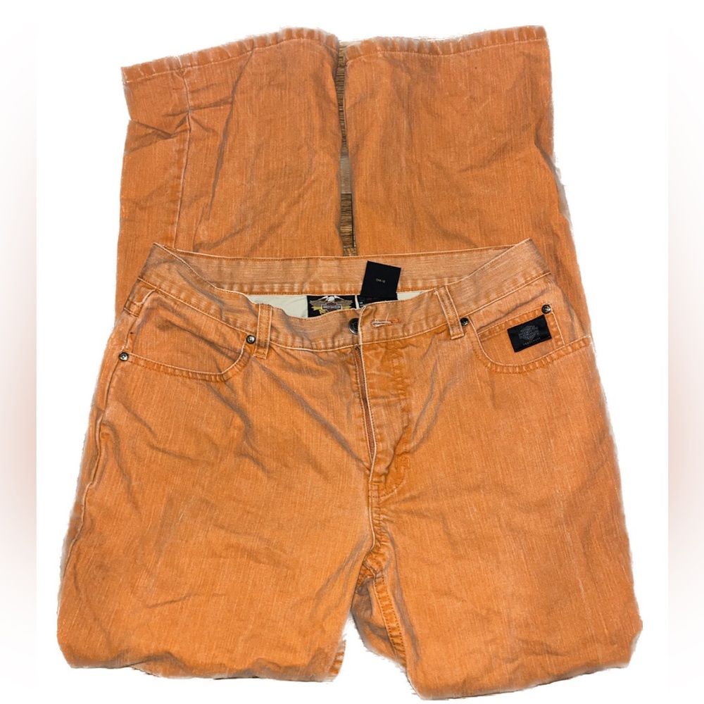 Harley Davidson orange jeans! Perfect low rise moment for the girls ;)